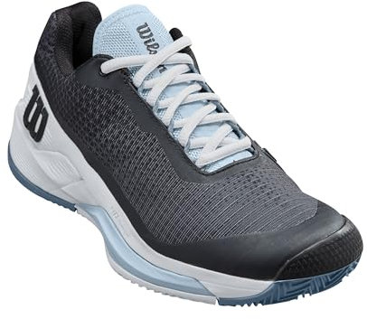 WILSON Rush Pro 4.0 Clay Women's Tennis Shoe - Black/White/China Blue, Size 7 US