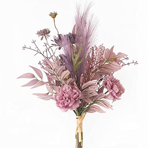 YELIKIT Kunstblumen Künstliche Pflanzen Lila Blumen Unechte Blumen Deko Seidenblumen Kunstblumenstrauß künstlich Blumenarrangements Tischdekoration Hochzeit Zimmerdeko, Lila