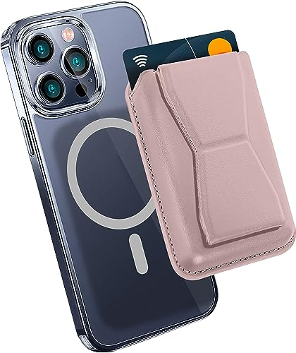 MyGadget Magnetic Magsafe plånbok - konstläder med kortfack och stöd - Tillverkad av konstläder kompatibel med Apple iPhone 16 | 15 | 14 | 13-serien - Rosa