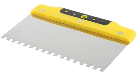 Stainless Steel Notched Trowel, 200mm Square Tooth Spreader for Tile Flooring, Drywall Plastering and Grout Spreading, 6mm Notch