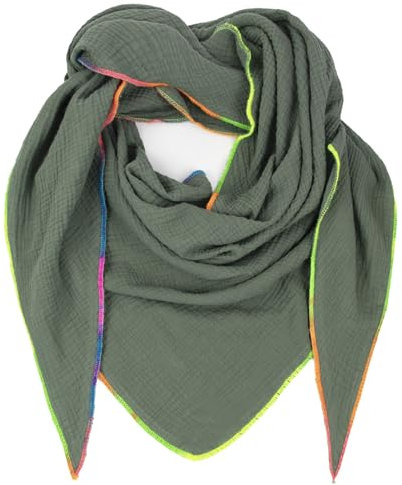 Gloop Damen Schal XXL Dreieckstuch Damen Dreieck Schal Halstuch Baumwolle Musselin Poncho ohne Kratze an Haut Hergestellt in Italien 135 cm×135 cm×220 cm