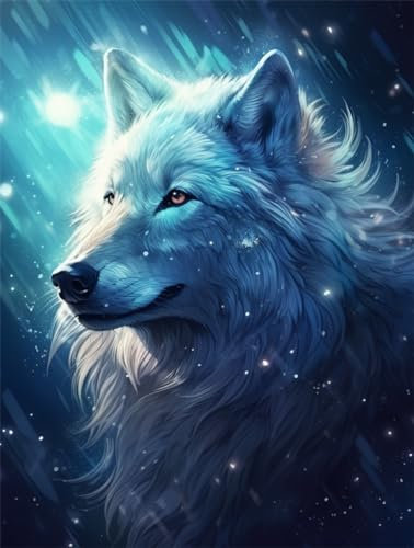 AMBATTERY Knüpfkissen Stern Wolf Tier Knüpfteppich-Set Mit Knüpfhaken, DIY-Teppich, Knüpfteppich-Herstellung, DIY-Teppich Für Heimdekoration Für Teenager Und Erwachsene 31x45in
