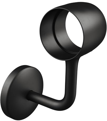 Rothley Staircase Handrail Connecting Wall Bracket, 40mm, Matt Black | Secures and covers tube joins with a scratch-preventing plastic insert, utilizing covered fixings for a clean finish.
