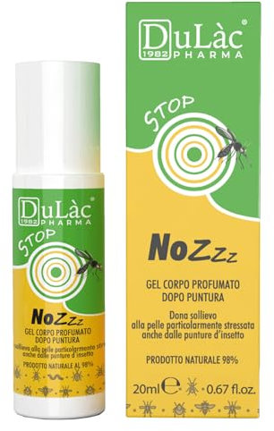Dulàc - NOZZZ Gel Corpo Profumato Dopo Puntura, 20 ml, 98% Naturale, Rinfrescante per Pelli Sensibili, Arnica, Mentolo, Aloe Vera, Made in Italy, Dopo Puntura Insetti, Zanzare, Meduse, Urticanti