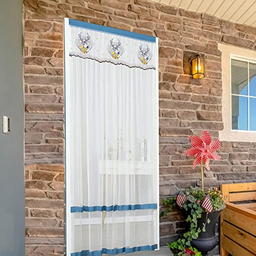 OUGPIU Lace Soft Screen Door Curtain, 200X90CM Fly Screens for Doors Patio Curtain Insect Mesh, Decorations Entrance Curtain, Lace Screen Door Polyester Mesh (C)