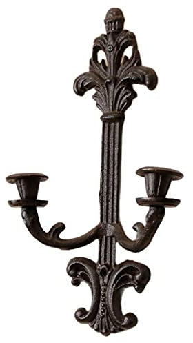 Retro-Wandkerzenhalter aus Gusseisen, 2-Armiger Kerzenhalter, Metall, für den Innenhof, Bougeoir-Kerzen, Heimdekoration, Geschenk