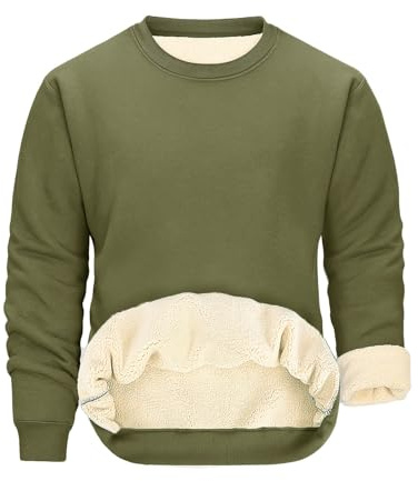 PASUDA Felpa Uomo Senza Cappuccio Felpe in Pile Uomo Classic Girocollo Caldo Sweatshirt in Manica Lunga Tinta Unita Casual Sportivo Pullover Top Sweater Invernale (Verde, XL)