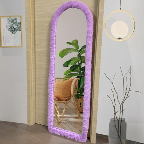UYRIE Fluffy Mirror Cover - 64x21 Full Length Stretch Universal Ultra Soft Non-Slip Cover Warm Home Decor for Bedroom Cloakroom, Gift for Girls