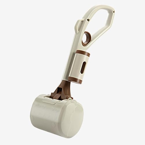 Hillinkit Portable Dog Pooper Scooper for Large Small Dogs, Dog Poop Scooper with Bag Attachment, Easy to Use for Grass, Dirt, Gravel, Indoor Outdoor Pet Poo Catcher on Walks (Brown)
