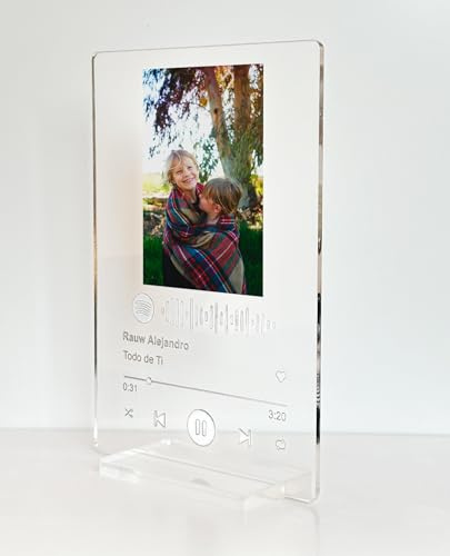 REGALOCREATIVO Placa Spotify Personalizada Blanca 10x15 cm. Cuadro de Metacrilato con Código Escaneable. Es ideal como Regalo Personalizado y Original, Cumpleaños, Aniversarios.