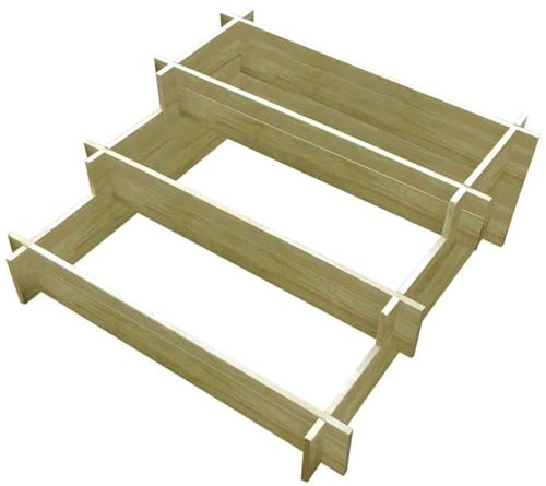 qohoio Jardinière à 3 Niveaux 90 x 90 x 35 cm Bois imprégné,Jardiniere sur Pieds,Bac avec Treillis,Jardiniere Terrasse