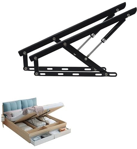 2 Stück Pneumatischer Betthebe-Mechanismus-Kit, Gasdruckfeder, Hebeunterstützung für Klappbett, Hebemechanismus für Aufbewahrungsbox, Bett, Hydraulikstange für einfaches Bettheben