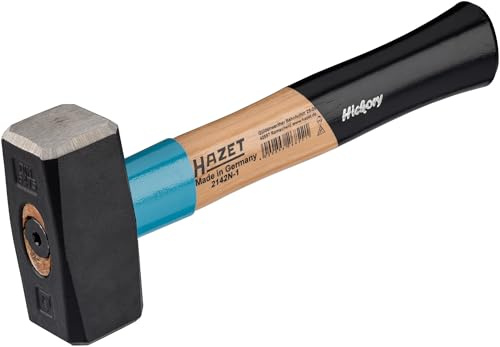 HAZET Fäustel 2142N-1, Hickorystiel, Länge 260 mm, Kopfgewicht 1000 g | DIN 6475, Länge 260 mm, 1175 g, Kopfgewicht 1000 g, Länge: 260 mm, Antrieb 250020 Hammer,, Hickorystiel, Mit Stielschutzhülse
