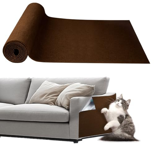 Storystore Cat Scratching Mat, 40cm x 200cm Self-Adhesive Cat Scratching Mat, Trimmable Cats Scratch Anti scratch furniture protector Suitable for Sofa,Carpets,Walls (Brown)