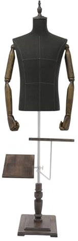 LKHDONG Schneiderpuppe Männliche Kleiderform Schaufensterpuppe Höhenverstellbar 135-180 cm, Kleiderpuppe mit Abnehmbaren Schuhhalter & Hosen Rack für Bekleidungsgeschäfte Schaufenster (Dunkelgrau, M)