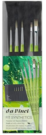 da Vinci, FIT BORSTE Synthetic Set mit Baumwolltasche, Serie 4069, kurz, Acryl, Öl, Für Keramik, Papier, Hobby & Schule, Made in Germany, Größe 0, 4, 6, 4, 8