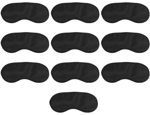 10 Pezzi Maschera per Dormire, Mascherina Oscurante per Gli Occhi per Donna e Uomo, Copri Occhi per Dormire con 2 Elastici, per Viaggi, Pisolini, Sonno Notturno (Nero)