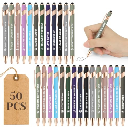 ENOMY Personalisierte Kugelschreiber 50 Stäbchen Stylus Stift mit Logo Stylus Kugelschreiber mit Gravur Individuelle Schreibgeräte für Business Werbung Mehrfarbig