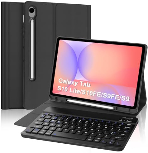 FOGARI Keyboard Case for Samsung Galaxy Tab S10 Lite 2025 /S10 FE/S9FE/S9 | Magnetic Bluetooth Wireless UK Layout Keyboard, Smart Case for Samsung Galaxy Tab 10.9/11, Black