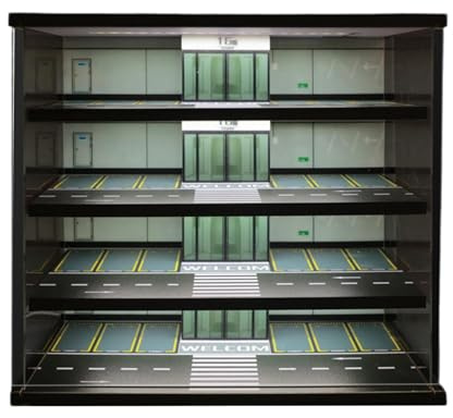 Amagogo Vitrine de voiture miniature moulée sous pression à l'échelle 1:64, garage de stationnement avec éclairage, ornement à 5 niveaux, présentoir pour