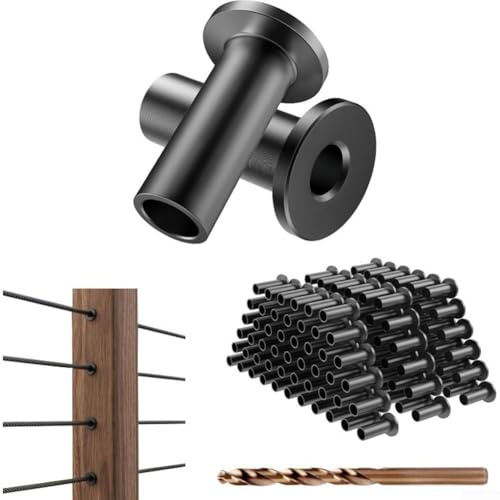 Lot de 45 manchons de protection en acier inoxydable avec foret pour systèmes de câbles de pont de 45,7 cm conçus pour protéger les poteaux en bois et composites de l'usure