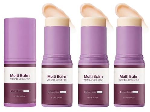 3 Stück Wrinkle Bounce Multi Balm Stick,Under Eye & Face Balm Make Up Base,Feuchtigkeitsspender Stick für Augen,Hals,Gesicht,Volumen-Faltenkernstift für Damen