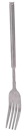 EMUKOEP Fourchette Télescopique Extensible Manche Longue en Acier Inoxydable pour Dessert BBQ Camping