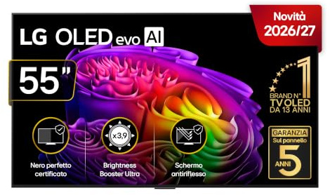 LG OLED evo AI 55 Pollici, Serie G6 2026 Smart TV 4K - OLED55G64LW | AI, Staffa a Muro Inclusa, Hyper Radiant Color, Reflection Free Premium, Dual AI Engine, Dolby Vision & Atmos, VRR, G-Sync