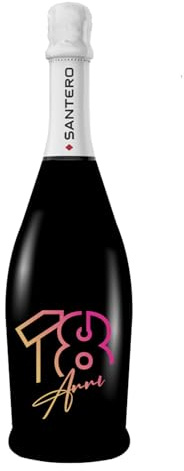 BRANDGIFT.IT Bottiglia Personalizzata Compleanno Santero 958 NERA Spumante Extra Dry Perlage Floreale Bottiglie Personalizzate Anni Compiuti Ottimo Regalo Per Brindisi Originali (ROSA, 18 ANNI)