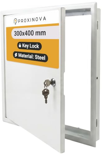 Trappe de Visite Métallique 30x40 cm avec Serrure à Clé - Panneau d'Accès pour Mur et Plafond - Trappe de Visite Placo pour Gaines Techniques Compteur Tuyaux et Maintenance