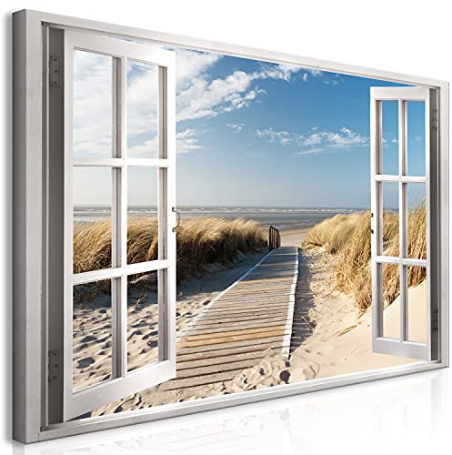 murando Cuadro Mega XXXL Ventana 170x85 cm Cuadro en Lienzo en Tamano XXL Estampado Grande Gigante Imagen Para Montar por uno Mismo Decoración De Pared Impresión DIY mar lago playa c-C-0179-ak-e