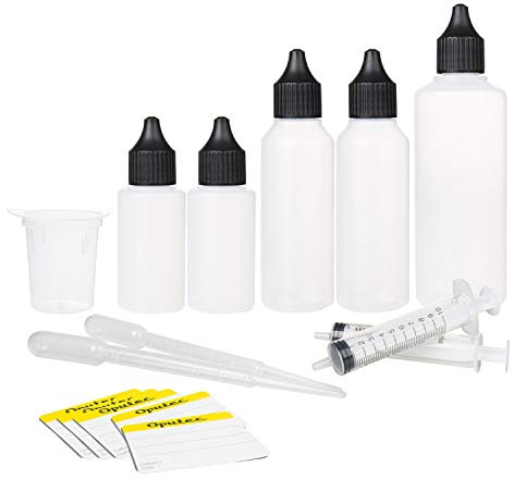 Oputec Liquid Misch Set 20 TLG.: 30ml, 50ml, 100ml, Messbecher, Spritze, Pipette, Etiketten