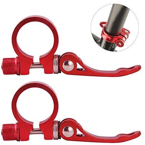 DAZISEN Aluminiumlegierung Sattelklemme - Fahrrad Sattelklemme Schnellverschluss Sattelstütze Sattel-schelle Klemme 34.9mm 2 Stück(Rot),2*Rot,34.9mm