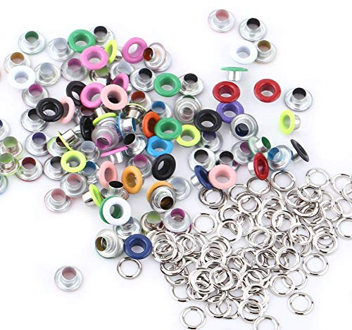 Lot de 100 Œillets en Métal, 5 mm, avec Rondelles Assorties, pour Chaussures, Vêtements, Sacs, Multicolore, Accessoires de Loisirs Créatifs