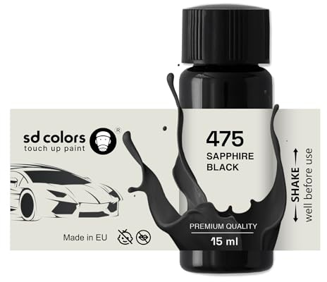 SD COLORS ZAPPHIRE BLACK 475 - Vernice per ritocchi da 15 ML, per riparazione graffi e scheggiature, codice colore 475, colore nero zaffiro (solo vernice)