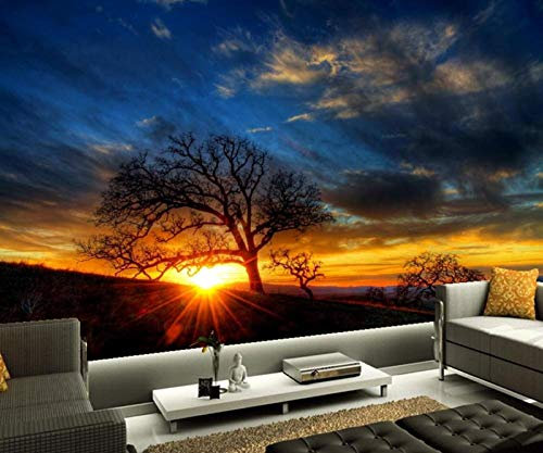Benutzerdefinierte 3D-Wandmalereien, Tapeten Sonnenaufgänge Und Sonnenuntergänge Bäume Naturtapete, Wohnzimmer Sofa Tv Wand Schlafzimmer Tapete,200 * 140Cm