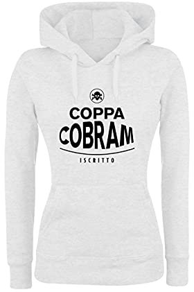 Felpa Donna con Cappuccio Basic Top qualità Top vestibilità - Coppa Cobram - Divertente Humor Made in Italy (Nero, L)