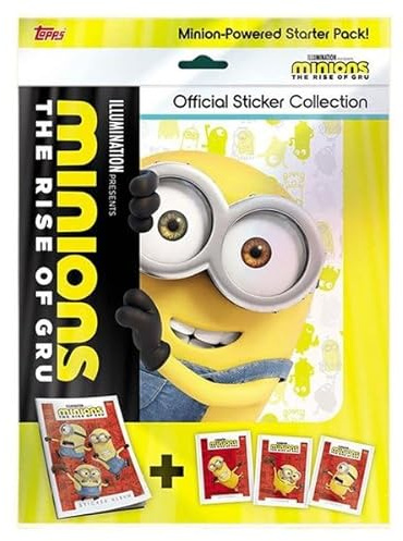 Topps - Collezione di adesivi Minions The Rise of Gru - Starter Pack - Include album adesivo e 24 divertenti adesivi - Adesivo Jumbo in edizione limitata incluso