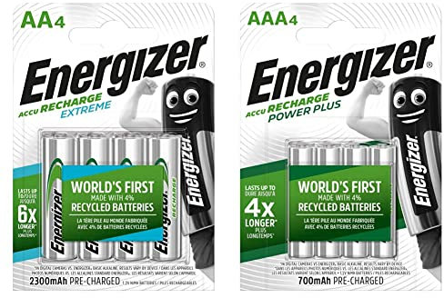 Energizer Rechargeable Battery AA, Recharge Power Plus, 4 Pack & Rechargeable Battery AAA, Recharge Power Plus, 4 Pack