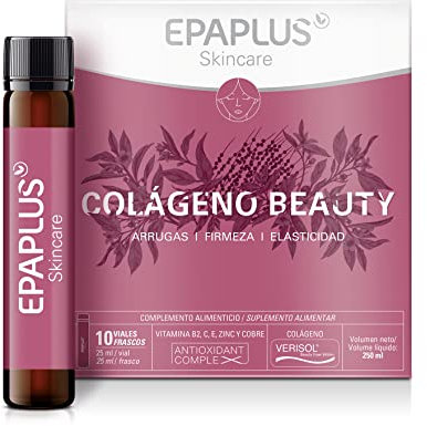 EPAPLUS Skincare Collagene Bellezza, 10 ampolle/25 ml, Verisol Collagene, Tè verde, Fiori d'arancio, Bacche di Açai, Rughe, Compattezza, Elasticità, Sapore di Frutto della Passione