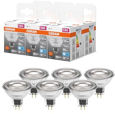 Osram Star Reflektor LED-Lampe für GU5.3-Sockel, klares Glas,Kaltweiß (4000K), 210 Lumen, Ersatz für herkömmliche 20W-Leuchtmittel, nicht dimmbar, 6-er Pack