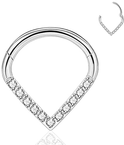 YEBOCIYO Piercing Ring Conch Piercing Ring Septum Piercing Nasenring Würfel Zirkon Daith Helix Tragus Knorpel Lippen Augenbrauen Bauch Piercing Schmuck Silber Gold Rosgold 316L Edelstahl 16G