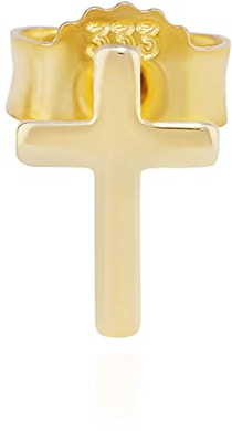 NKlaus Einzel Kreuz Ohrstecker 925 Silber oder 333 Gelbgold hochglanz 7x5mm Kruzfix Herren Ohrring klein