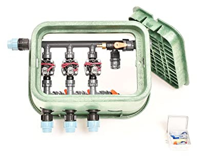 Plug&Rain 3er-Ventilbox Hunter PGV mit Durchflussregulierung und Druckluftanschluss, 25 mm (3/4) Expert