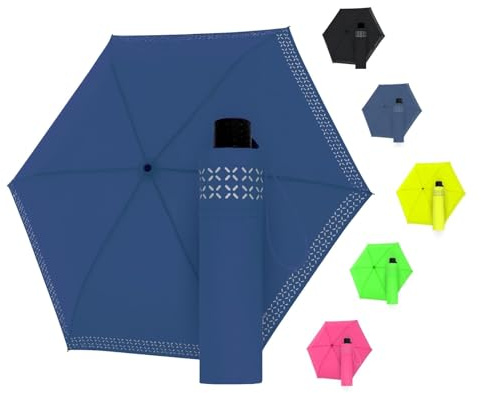 Doppler Regenschirm Safety Reflect I Regenschirm mit reflektierendem Rand & Handöffner I Mini Schirm mit passender Schirmtasche I Leichter Taschenschirm für Unterwegs