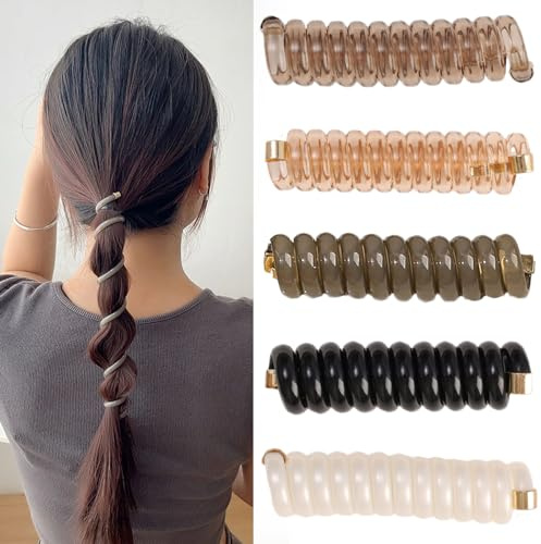Telefondraht-Haarbänder, bunte Telefondraht-Haarbänder für Kinder, Schleife, geflochtenes Haarartefakt, Pferdeschwänze, Spiral-Haargummis, Damen und Mädchen (Style-E)