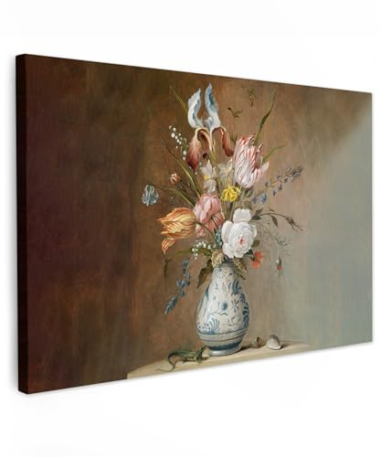 MuchoWow© Leinwände Groß XXL Wall Decoration Bilder Schlafzimmer Deko | 120x80 cm - Pictures Canvas Painting Wanddekoration Wohnzimmer Gemälde - Alte Meister - Blumen - Balthasar van der Ast