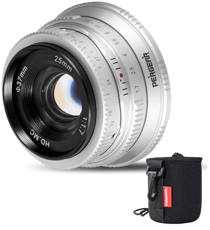 Pergear 25mm F1.7 Large Aperture Manual APS-C Fuji FX Mount Lens Compatible with Fujifilm Camera X-T3 X-H1 X-Pro2 X-E3 X-T1 X-T2 X-T4 X-T5 X-T10 X-T20 X-T200 XS10 X-A2 X-E2 X-E1 X30 X70 X-A1 (Silver)
