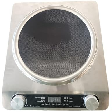 Placa de inducción, cóncava Placa de inducción comercial3500W de alta potencia sin panel de cristal negro Llama cocina eléctrica 380X338X85mm