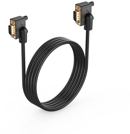 PNGKNYOCN 1.5M 90 Grad VGA zu VGA Kabel, Linke Biegung Winkel VGA Stecker zu Linke Biegung Winkel VGA Stecker 15 Pin Full HD 1080P Hochauflösendes Video Kabel (1.5M)